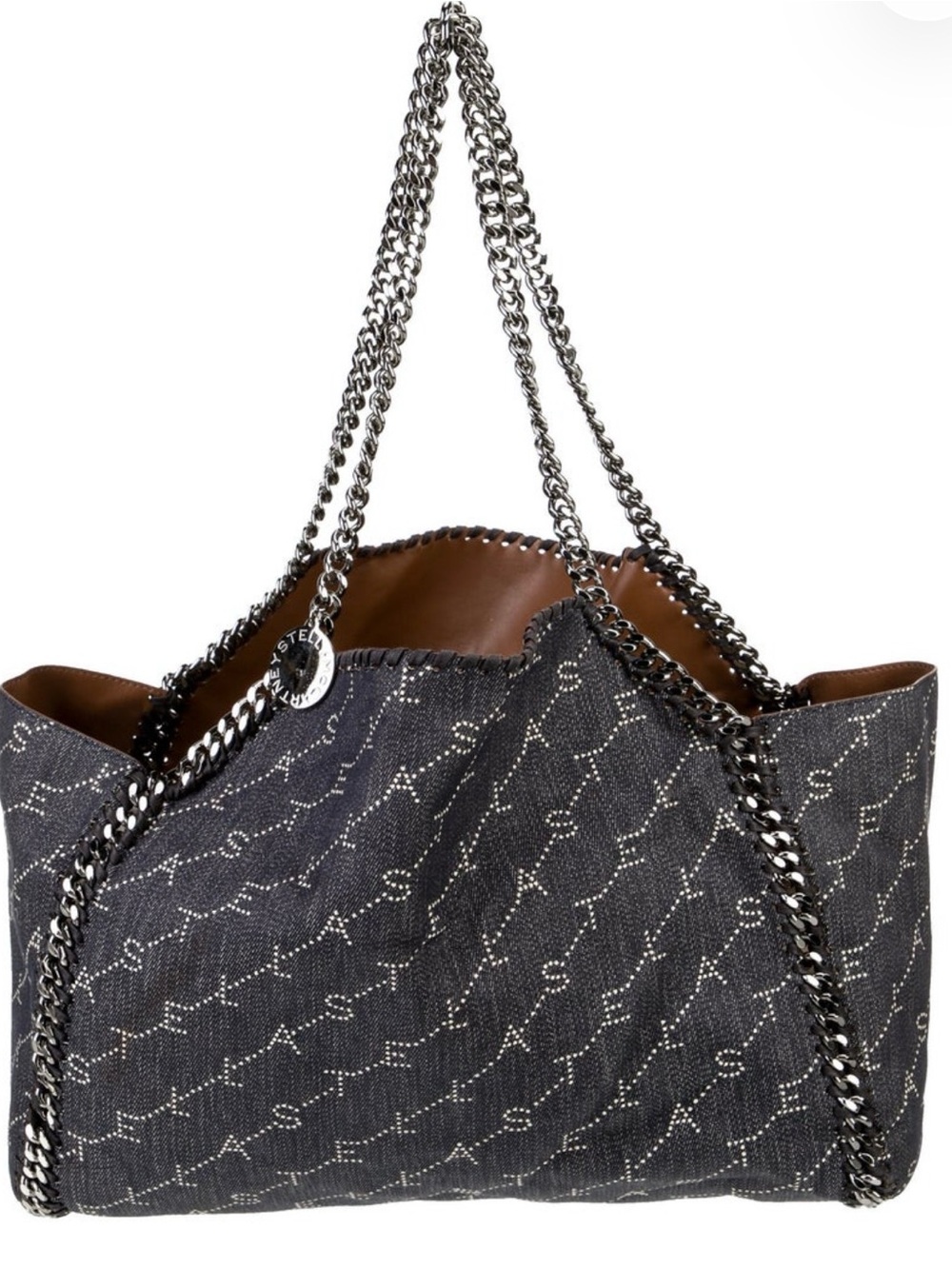 Stella McCartney Falabella Reversible Denim Logo Tote with Chain Handles